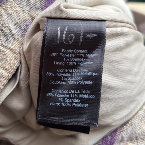 🆕✨DonnaKaran New York Textured Floral Midi Dress Purple Beige Jacquard Size 4,12 - Picture 15 of 16